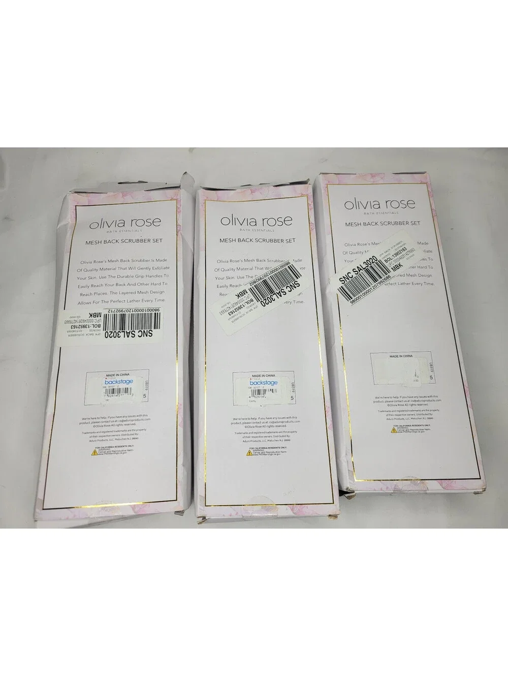 6pc Olivia Rose Mesh Body Scrub Bath Shower Back Scrubber *Distressed Packaging*